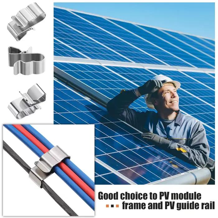 Clip de fixation pour panneau solaire, 50 pièces, pour câbles en acier inoxydable de 2x6mm, gestion des fils de module PV pour applications solaires, remorque, bateau