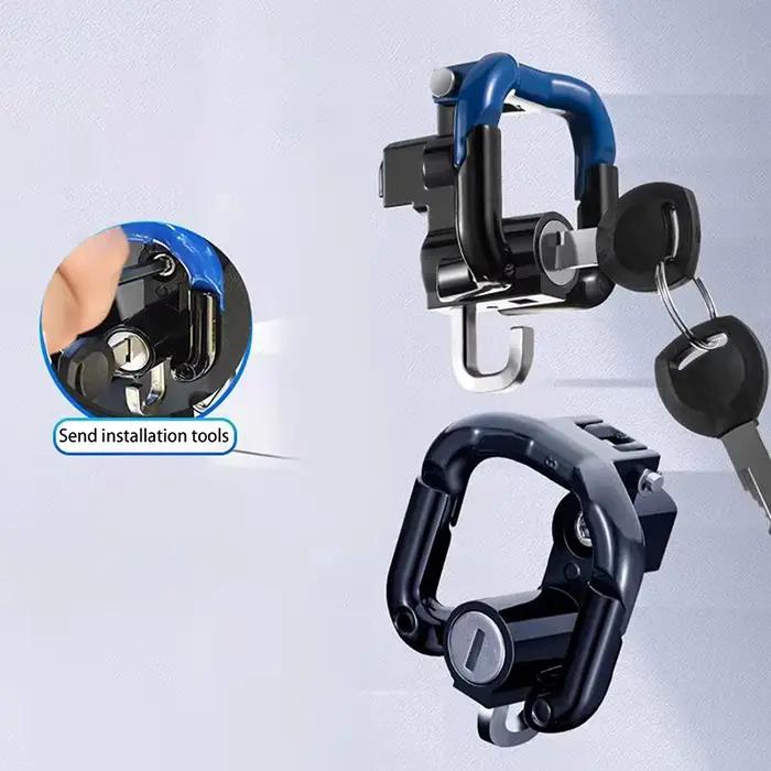 Accessoire essentiel pour moto/vélo : serrure antivol pour casque avec 2 clés, complète avec des outils d'installation.