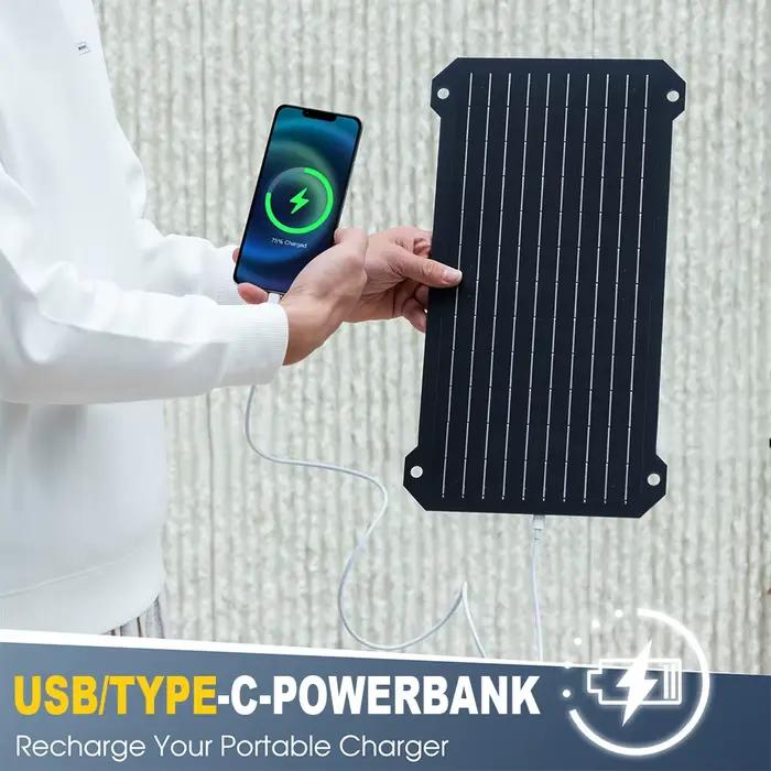 Chargeur solaire tout noir avec affichage de la tension et du courant