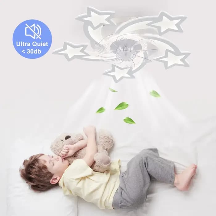 Nouveau ventilateur de plafond avec lumière, forme d'étoile, ventilateur électrique intelligent avec lampe pour chambre d'enfant, salon, décoration de la maison, lampe de plafond avec ventilateur