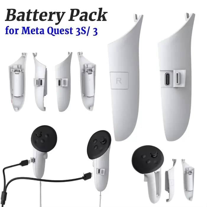 Pack de batteries pour manettes VR Meta Quest 3S/Quest 3, coques de batterie rechargeables, poignées de charge droite et gauche, accessoires