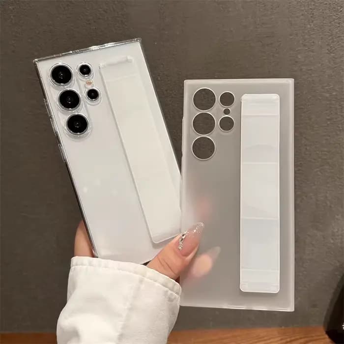 Coque antichoc de luxe ultra-fine en silicone mat élastique avec dragonne pour Samsung S25 Edge S24 S23 Ultra Plus