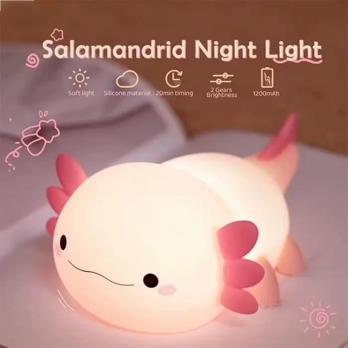 Axolotl – veilleuse en Silicone, mignonne, veilleuse à commande tactile, lampe de Table Rechargeable par USB pour bébé et enfant