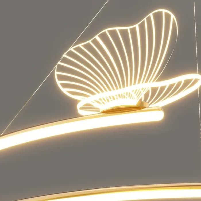 Lampe suspendue moderne pour salon, luminaire suspendu pour la décoration de la maison, lustre rond LED en forme de papillon, corps de lampe électro-plaqué
