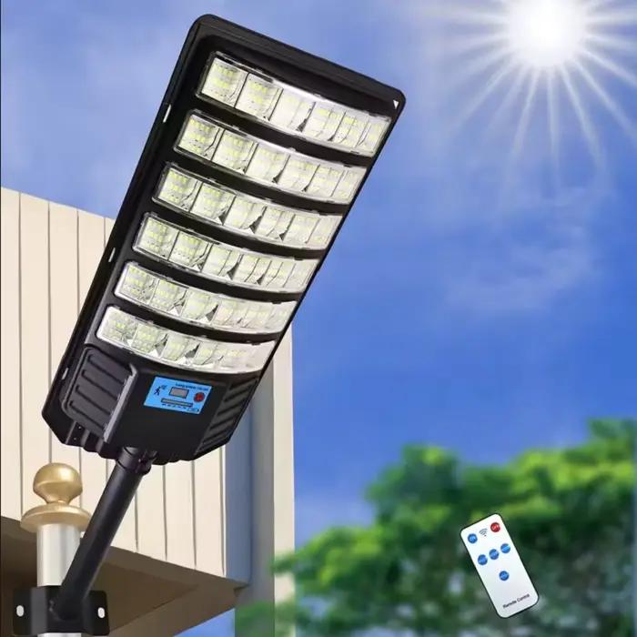 Lampadaire solaire 600000 Lumens extérieur crépuscule à l'aube lampadaire solaire lampe de zone routière étanche éclairage de sécurité d'arrière-cour