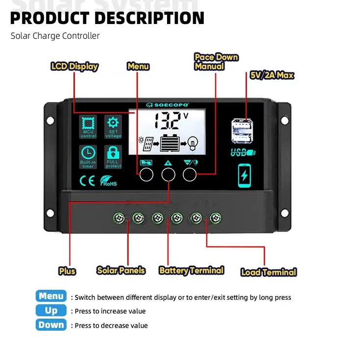SOECOPO Kit de panneaux solaires monocristallins 150 W avec contrôleur LCD 30-100 A pour camping/camping/alimentation d'urgence