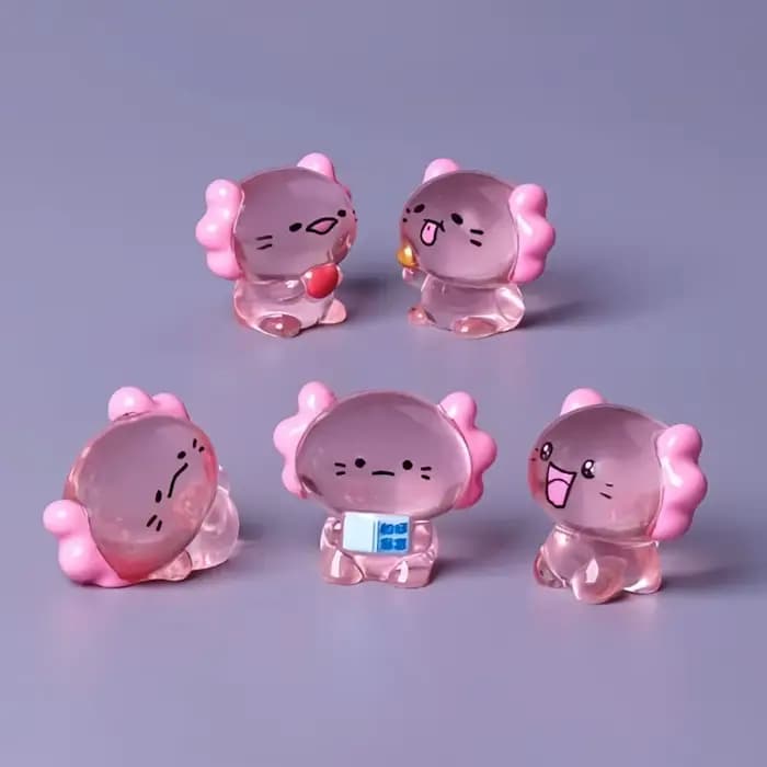 Figurines d'axolotl transparentes miniatures