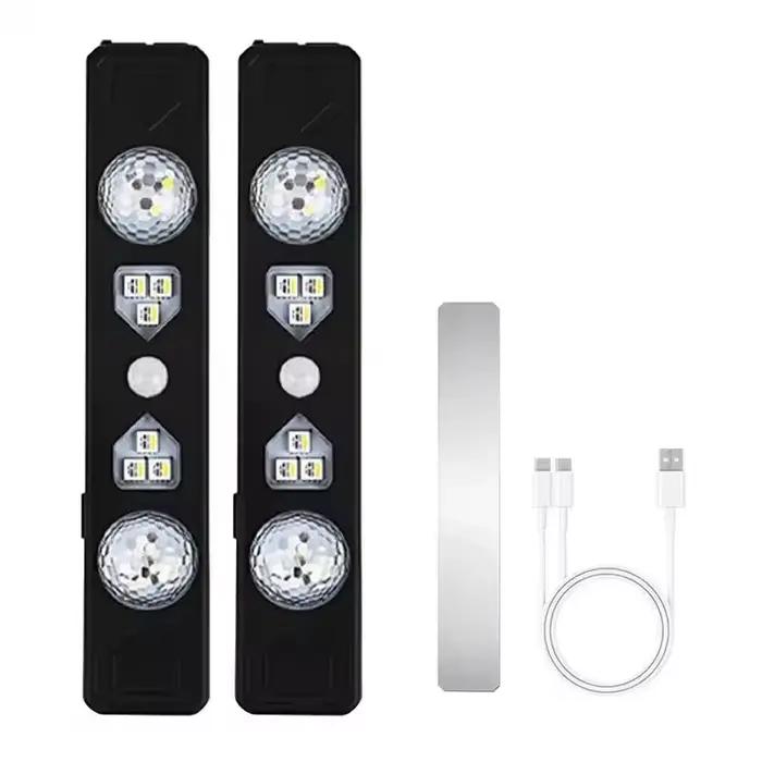 Éclairage d'ambiance automobile, LED sans fil à détection automatique, commande vocale colorée, décoration intérieure, éclairage de sol sans câblage