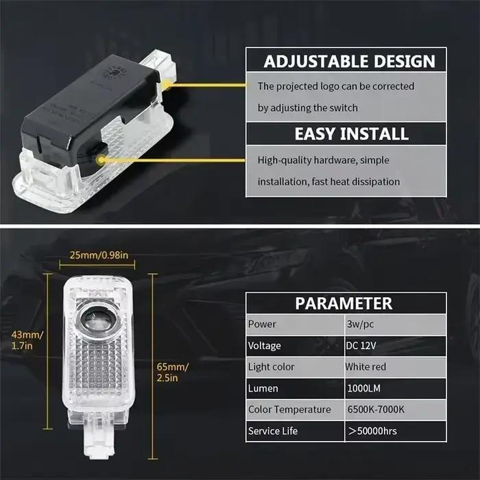 Lampe de porte de voiture à LED, logo, projet laser, décor de lumière, emblème, lampe de courtoisie, flash pour Seat Alhambra, Saint Valentin MK1, lampe de escale FR
