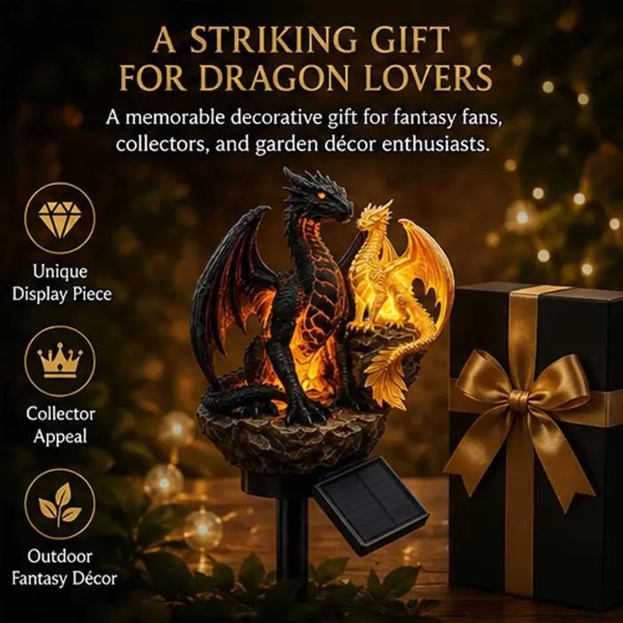 Statues de Dragon Lumineuses en Résine, Lumières Solaire Gothiques pour Décoration Extérieure Jardin et Fêtes Spéciales
