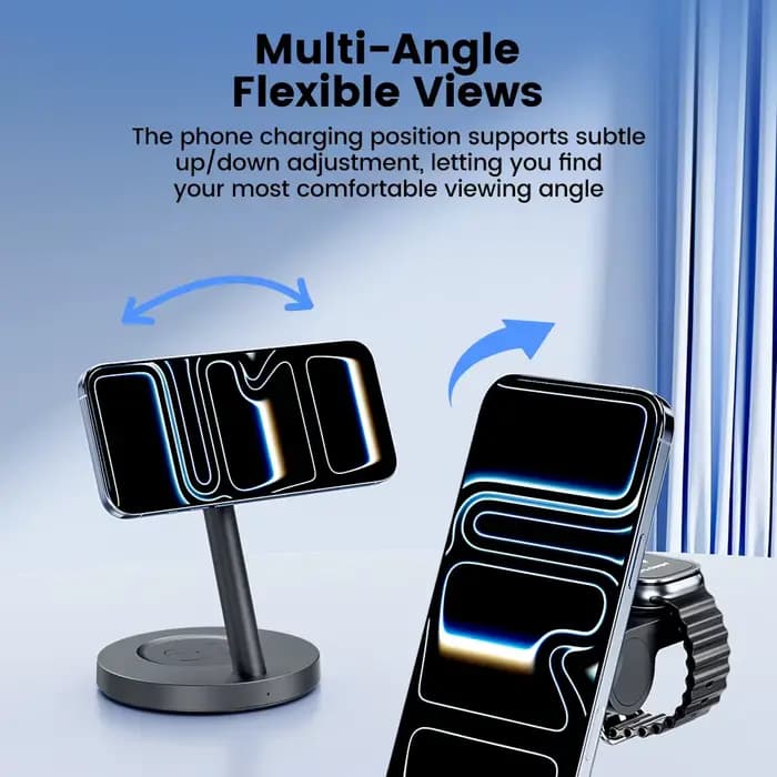 Chargeur sans fil magnétique Toocki Qi2.2 25W à charge rapide 3-en-1 pour iPhone 15 16 17, Apple Watch et écouteurs