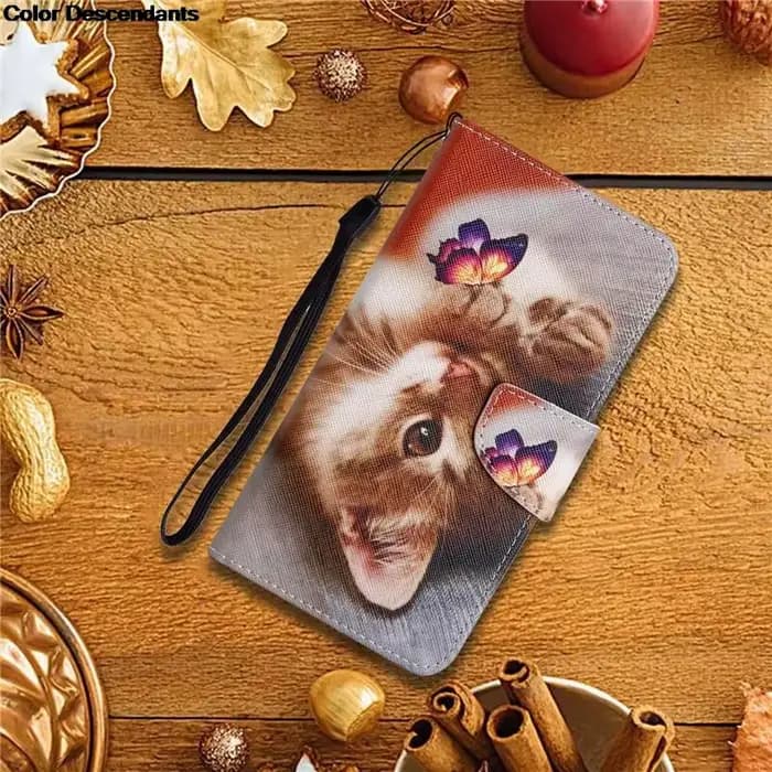 Étui portefeuille S25 Ultra pour Samsung Galaxy A26 A16 17 A36 A56 A06 A05S A35 A55 A25 S25+ Coque arrière à rabat en cuir 3D motif chat