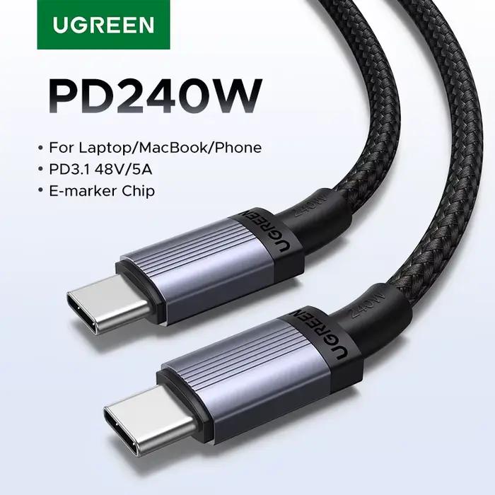 UGREEN 240W USB Type C vers USB C câble 100W PD 3.1 fil de chargeur de charge rapide pour Macbook Pro Xiaomi Samsung ordinateur portable
