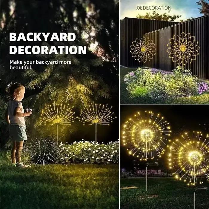 Lampe LED Solaire en Forme de enquêter d'Artifice Imperméable pour Décoration de Jardin