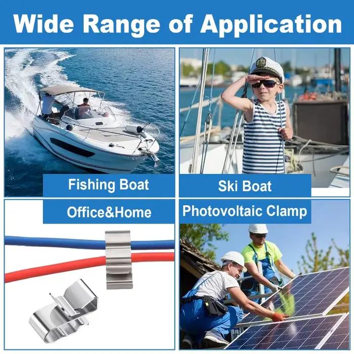 Clip de fixation pour panneau solaire, 50 pièces, pour câble en acier inoxydable 2x6mm, organisateur de câbles photovoltaïques pour câblage PV, bateau, nouveau