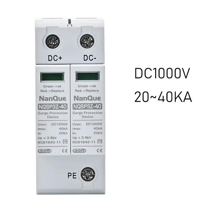 Protecteur de surtension solaire photovoltaïque économique DC SPD 2P 20KA 40KA 250V 500V 1000V