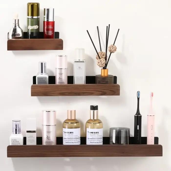 Étagère de salle de bain en bois, supports de rangement, étagères de salle de bain murales, support de rangement de salle de bain
