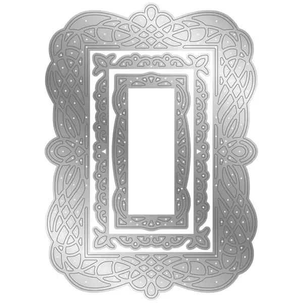 Panneaux de nidification rectangulaires, bordure tourbillons, cadre en dentelle, couteau en relief, matrices de découpe en carbone, matrice artisanale en métal, nouvel arrivage 2022