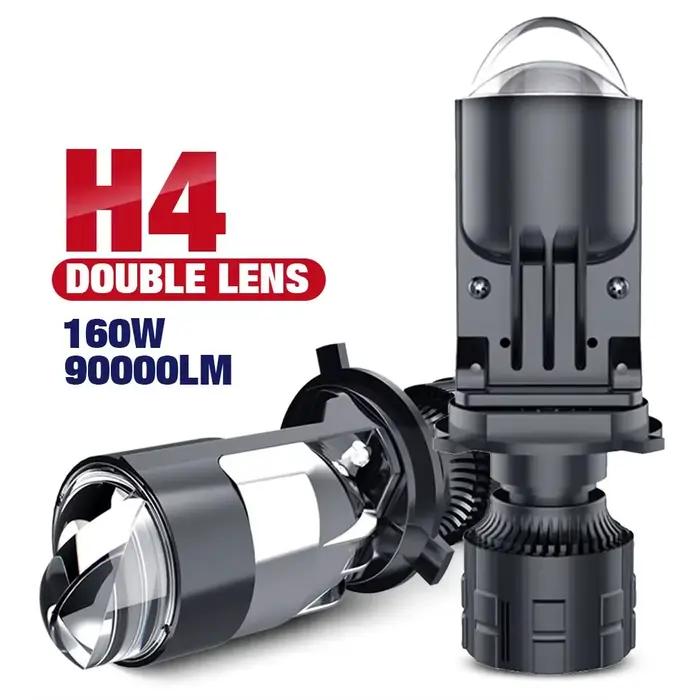 H4 lentille phares 160W 90000LM Auto lampe Mini lentille LED 9003 HIB2 ampoules voiture moto double projecteur Len LED automobile 12V 24V