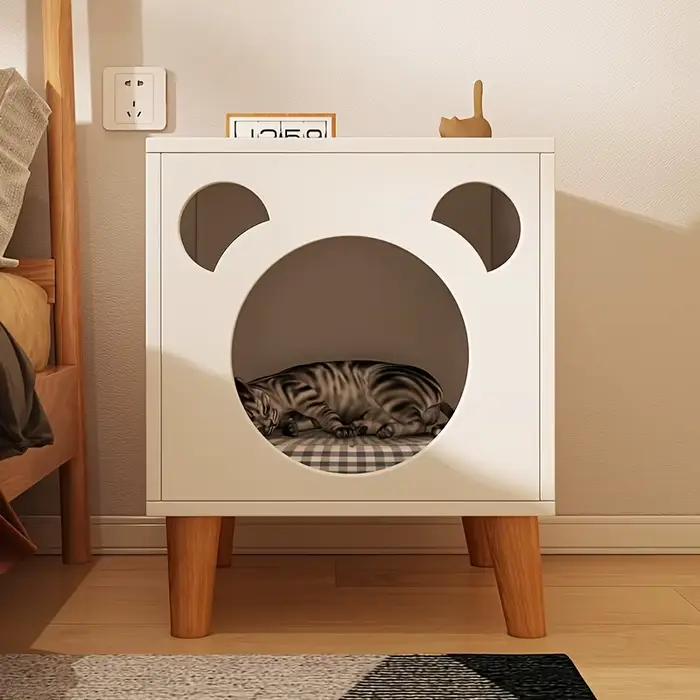 Maison pour chat en bois - Table de chevet - Nid de couchage intérieur confortable pour chats et chatons |   Meubles pour chats