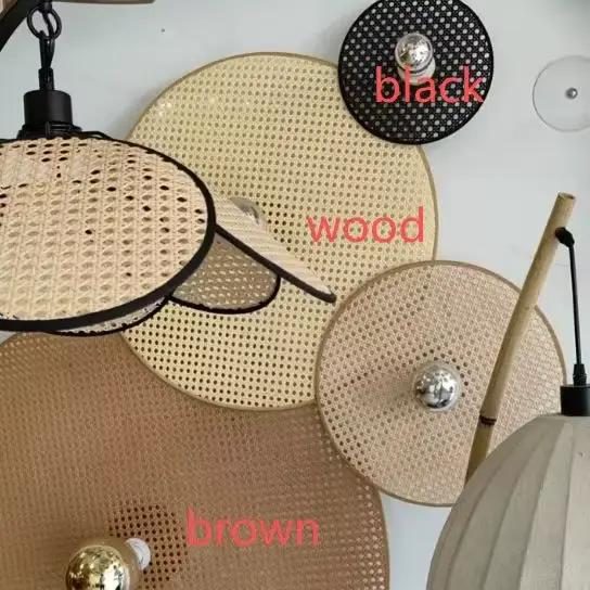 Lampes murales LED en rotin tissé ABS rondes