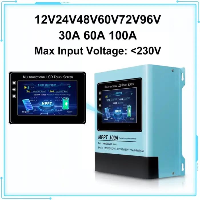 MPPT Solar Charge Controller 12V 24V 48V 60V 72V 96V Universal 30A 60A 100A Maximum photovoltaic input＜230V