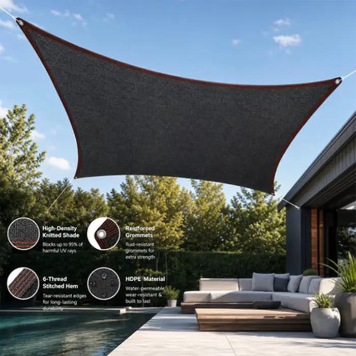 Toile d'ombrage de jardin 9,8x6,5 pieds, bâche pare-soleil haute densité, couverture en maille anti-UV avec œillets pour patio, véranda, balcon, cour arrière, auvent