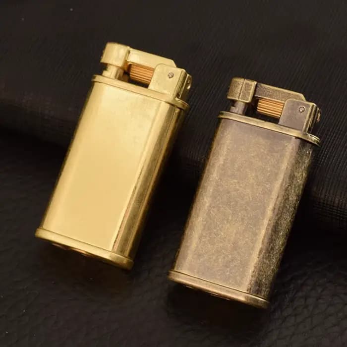 Briquets à huile en laiton Vintage, flamme rétro, meule, essence, vieux tranchées, allume-cigare en métal, Gadgets pour fumeur