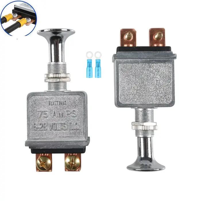 Interrupteur Push-Pull robuste marche/arrêt 75 AMP 6-28V DC 2 positions Spst marche/arrêt pour automobile, camions