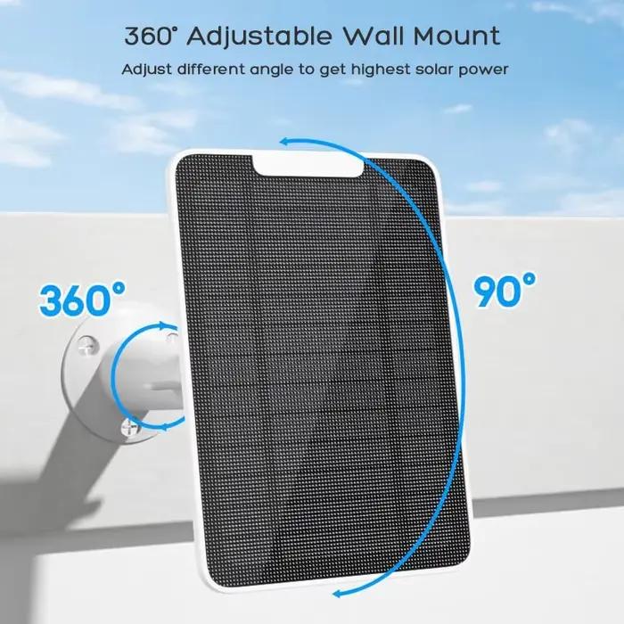 Panneau solaire amélioré de 10 W compatible avec Eufy Solocam S340 S330 C210 E30 E40 E42 Eufycam 2 2C 3 3C Pro etc. Caméras de sécurité.