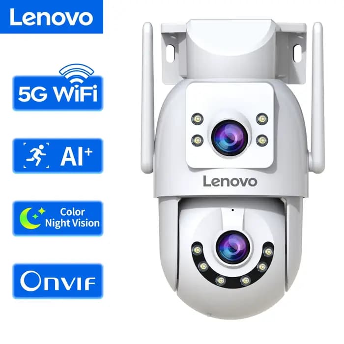 Lenovo 4K WiFi caméra de Surveillance 5G Wifi extérieur double objectif PTZ caméras IP suivi automatique Audio vidéo ONVIF sécurité CCTV caméra