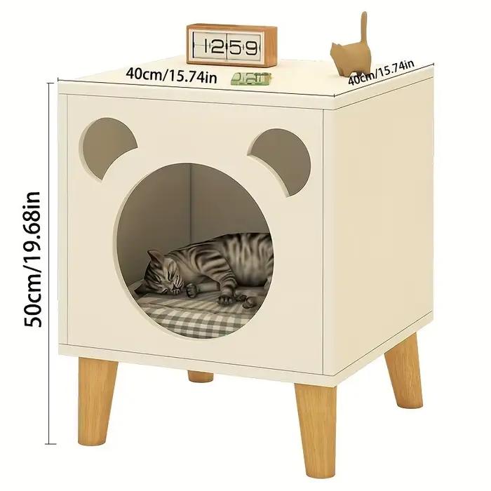 Maison pour chat en bois - Table de chevet - Nid de couchage intérieur confortable pour chats et chatons |   Meubles pour chats