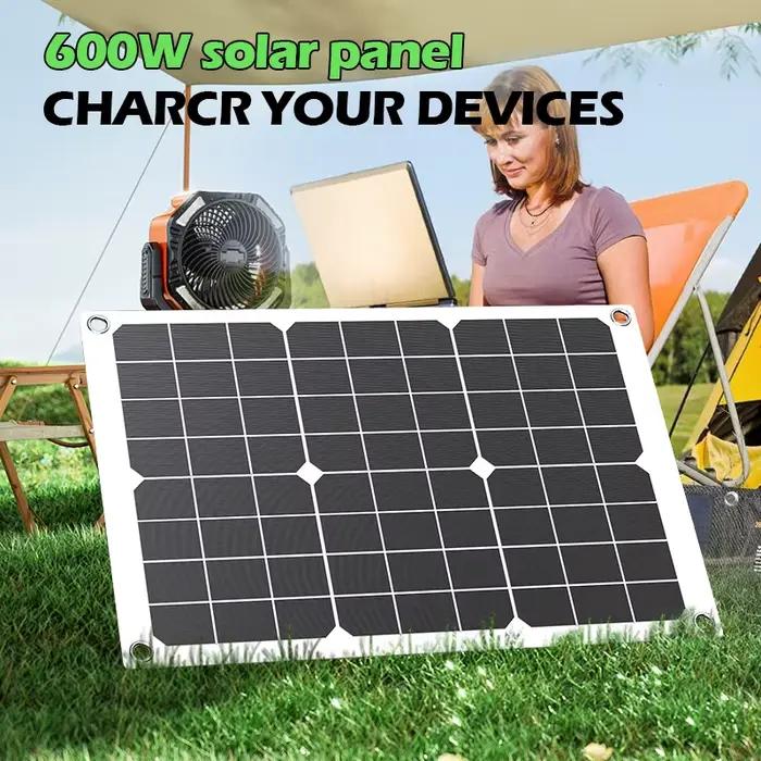Kit de générateur solaire double 6000 W – Panneaux pliables 2x600 W + 100 A MPPT et onduleur sinusoïdal pur (110 V/220 V)