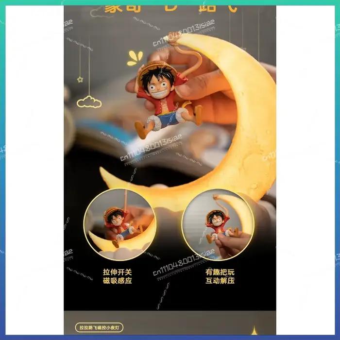 Lampe de nuit One Piece originale Luffy, décoration de bureau, lampe lune à commande magnétique, cadeaux amusants pour enfants, idéal pour les fêtes