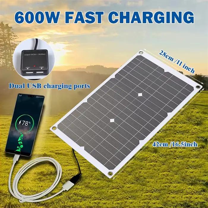 Kit Générateur Solaire 6000W avec Panneau Double Face 300W et Contrôleur MPPT Intelligent 100A pour Fermes, Camping-Cars, Camping, Zones Hors Réseau et Situations d'Urgence