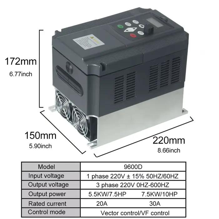 Variateur de fréquence (VFD) monophasé 220V vers triphasé 220V