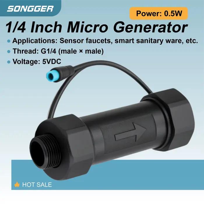 Micro Générateur Hydraulique 1/4" Double Filetage Externe DC5V 0.5W Connecteur M6 Étanche
