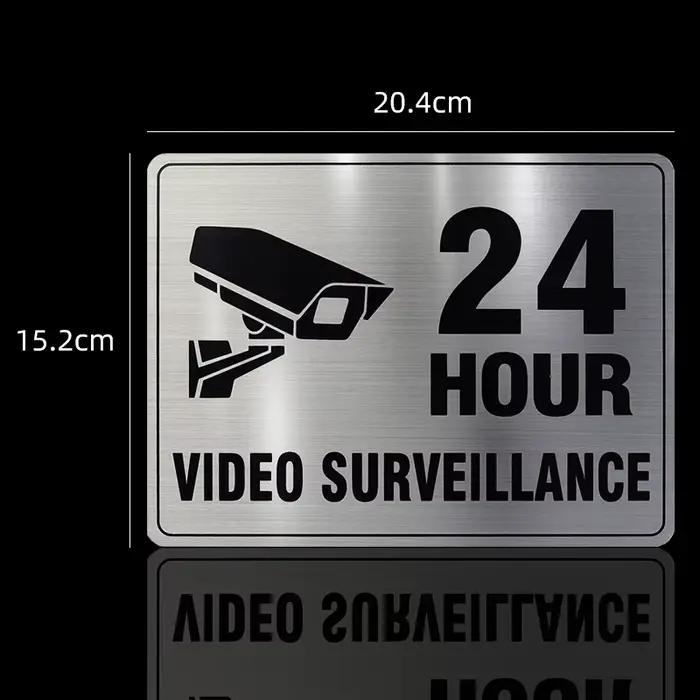 Panneau d'avertissement en métal, surveillance vidéo 24 heures sur 24, propriété privée, interdiction d'entrer, panneau de conseils de sécurité pour décorations murales intérieures et extérieures