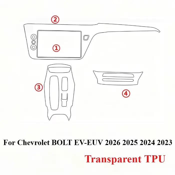 Film de protection PPF transparent en TPU pour écran LCD, GPS, panneau de commande et console centrale pour Chevrolet Bolt EUV EV 2026 2025 2024 2023 - Accessoires automobiles