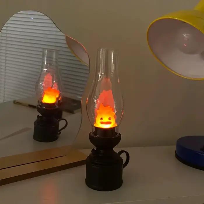 Dessin animé Anime chat sans flamme veilleuse chambre lampe de Table de chevet à piles effet de flamme réaliste décor à la maison lumière LED