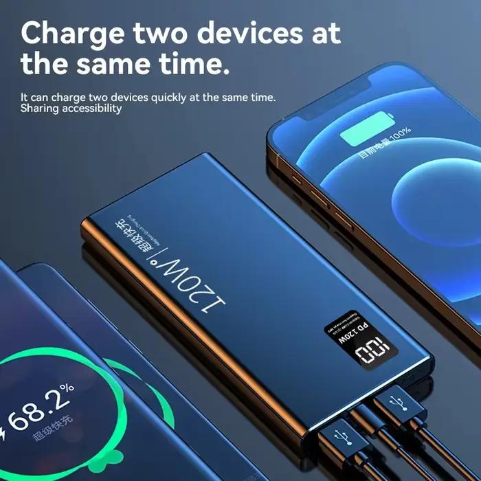 Batterie externe 80000mAh 120W, charge Super rapide, capacité suffisante 100%, chargeur de batterie Portable, affichage numérique pour iPhone Xiaomi