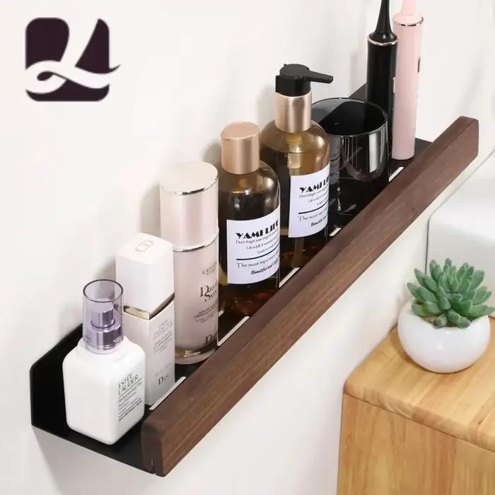 Étagère de salle de bain en bois, supports de rangement, étagères de salle de bain murales, support de rangement de salle de bain