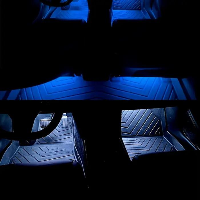 Lumière ambiante à 4 LED, éclairage de sol intérieur de voiture, connecté à l'alimentation ACC 12V, rouge, blanc, 6000K, bleu, jaune, vert, rose