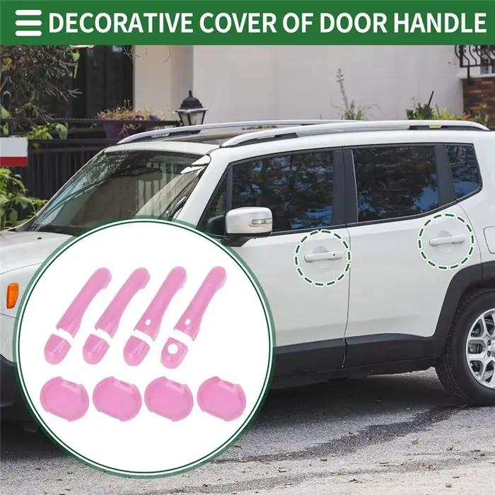 Kit de garnitures pour poignées de portes extérieures et coques de poignées de portes AB59 - Accessoires de voiture pour Jeep Renegade 2015-2021 Rose