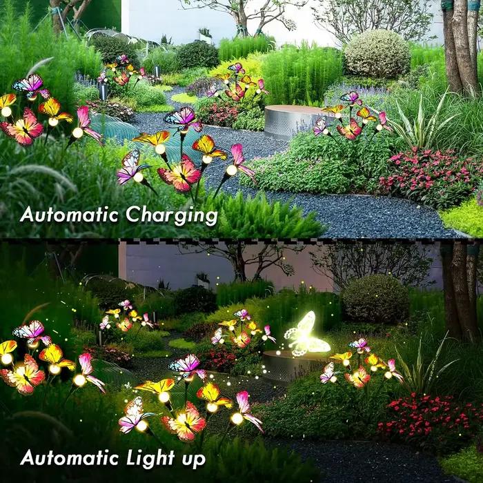 Lampe solaire de jardin en forme de papillon