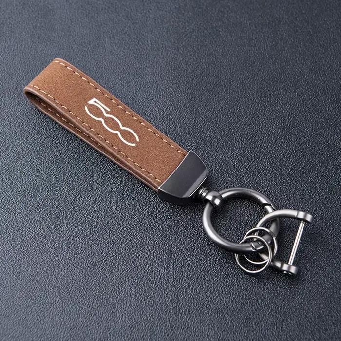 Porte-clés en cuir et daim pour Fiat 500 500c 500l 500x, accessoires de voiture de haute qualité