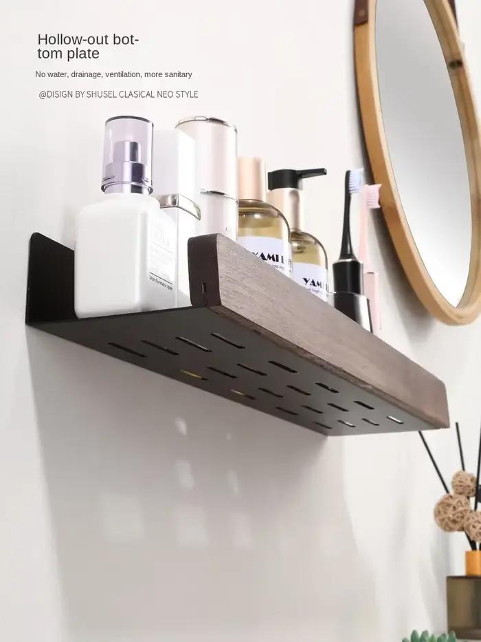 Étagère de salle de bain en bois, supports de rangement, étagères de salle de bain murales, support de rangement de salle de bain