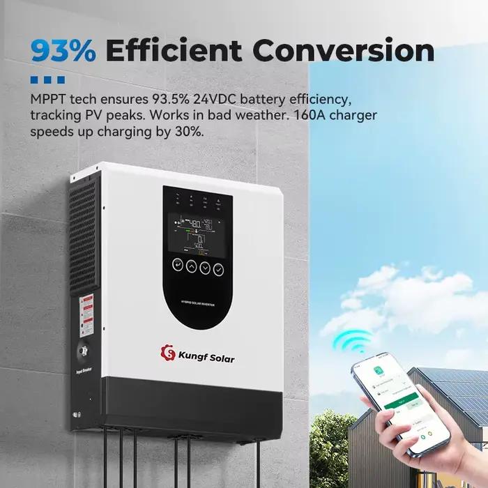 Onduleur solaire hybride 5 kW 24 V MPPT IP21 monophasé à onde sinusoïdale pure