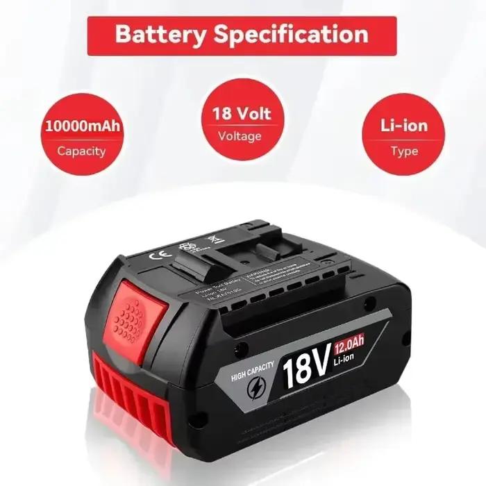 Pour BOSCH 18V 12AH 12000mAh BAT609 BAT610 ▶   Professionnel 18V ◀ Batterie Li-ion 18 V ▎ Batterie pour outils GBA18V GSR18V BAT618 BAT619️ ▎