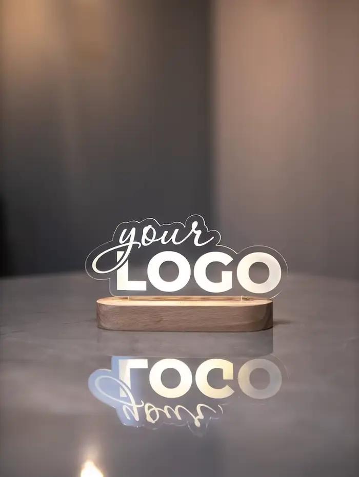 Lampe lumineuse personnalisée avec logo de marque, plaque en acrylique personnalisée avec QR code, cadeaux d'entreprise, décoration de table, enseigne lumineuse personnalisée